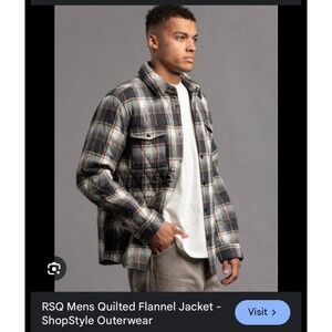 RSQ Classic American Quilted Flannel Jacket Plaid Snap Front Shirt Jacket S NWT